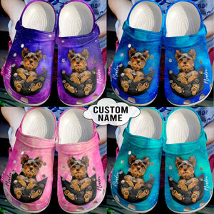 Clog Yorkshire Terrier Pocket Galaxy Classic Personalized Clogs - Love Mine Gifts