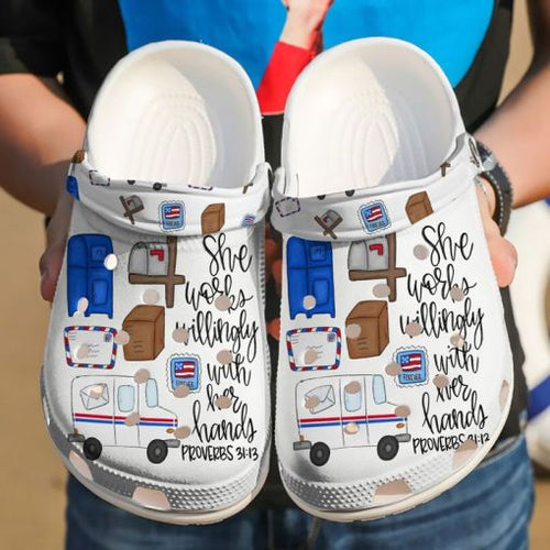 Postal Worker She Works Willingly With Her Hands Sku 1874 Custom Sneakers Name Shoes Personalized Clogs