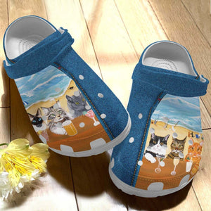  Cat,Beach Cat In Jean, Fashion Style Print 3D For Women, Men, Kid Personalized Clogs
