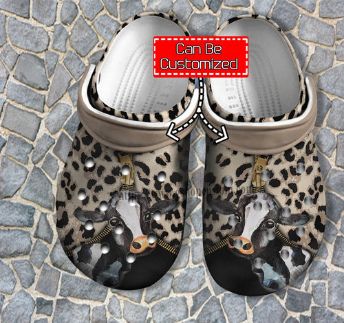 Cow Leopard Leather Shoes Gift Cow Girl - Farm Country Girl Cow Lover Shoes Croc ize- Cr-Ne0197 - Gigo Smart Personalized Clogs
