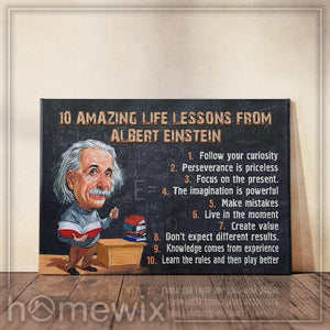 Poster - Canvas Albert Einstein Life Lessons Personalized Canvas, Poster Custom Design Wall Art - Love Mine Gifts