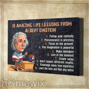 Poster - Canvas Albert Einstein Life Lessons Personalized Canvas, Poster Custom Design Wall Art - Love Mine Gifts