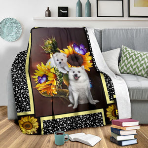 American eskimo dark sunflower blanket