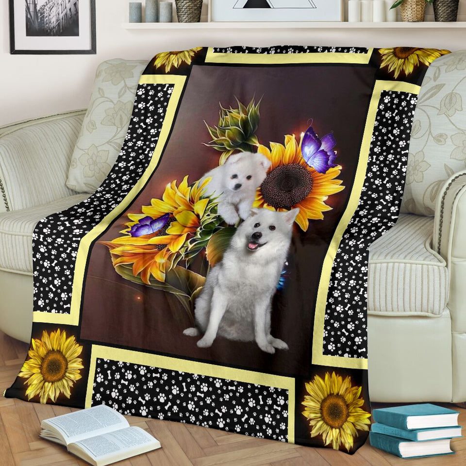 American eskimo dark sunflower blanket