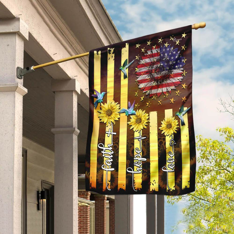 American Faith Hope Love Flag | Garden Flag | Double Sided House Flag