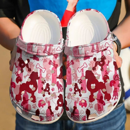 Poodle Wine Shoes Personalized Clogs