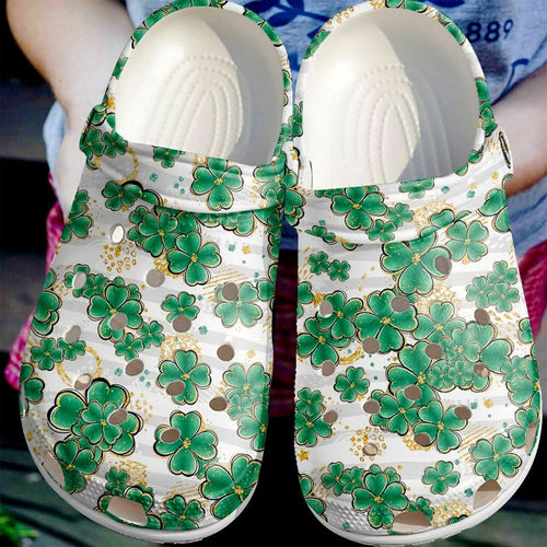 St Patricks Day Irish Gold Shamrocks Pattern Shoes Personalized Clogs
