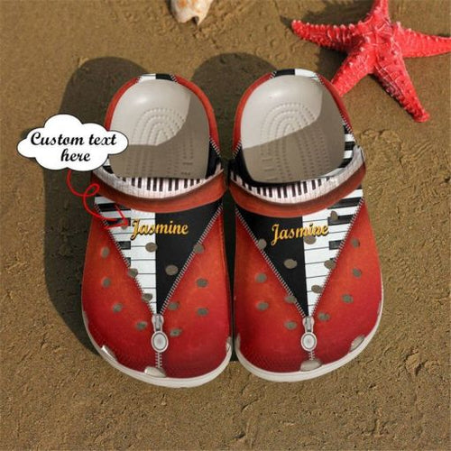 Piano Red Zipper Sku 1812 Custom Sneakers Name Shoes Personalized Clogs