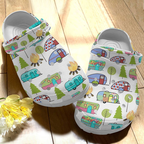 Camping Bus Camper Van - Car Cartoon Custom Shoe Birthday Gift Personalized Clogs