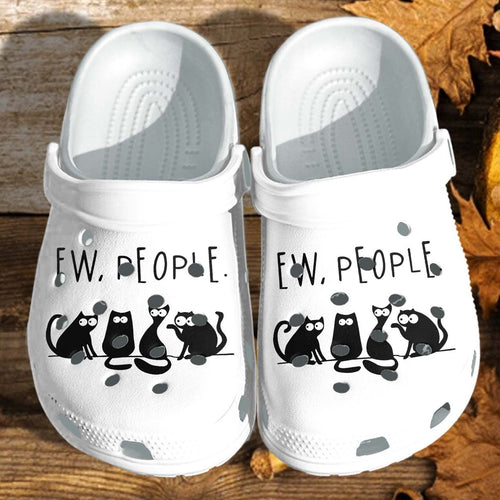 Ew People Black Cat Shoes Funny Anime Cat Meme Shoes Gifts Men Women Personalized Clogs
