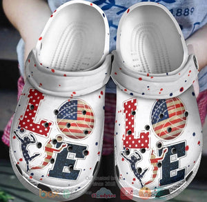 Love Volleyball American Flag Shoes Personalized Clogs