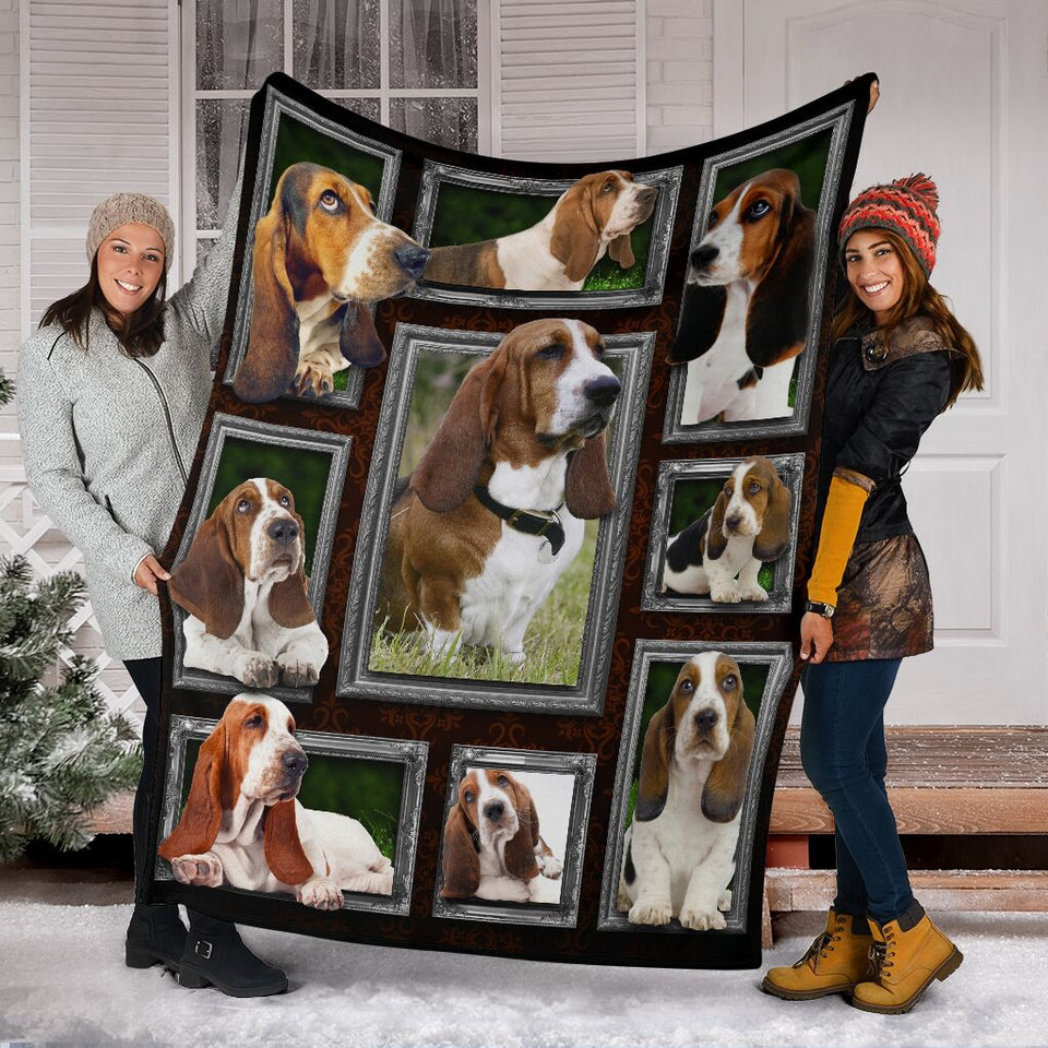 Basset hound lovely faces blanket