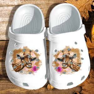 Giraffe Girl Flower Shoes For Women - Giraffe Cute Lover Shoes Gifts Men Women Personalized Clogs