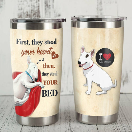 Tumbler Bull Terrier Dog Fb0602 67O50 Insulated Stainless Steel Personalized Stainless Steel Tumbler Customize Name, Text, Number - Love Mine Gifts