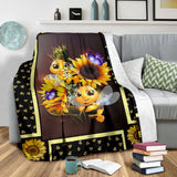 Fleece Blanket Bee Dark Sunflower Personalized Custom Name Date Fleece Blanket Print 3D, Unisex, Kid, Adult - Love Mine Gifts