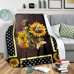 Bee dark sunflower blanket d