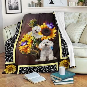 Bichon dark sunflower blanket