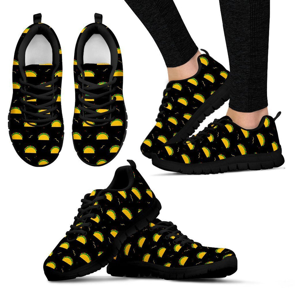Shoes Sneaker Black Taco Pattern Print Sneakers, Sneaker Running Personalized Shoes Custom Name, Text for Women, Men - Love Mine Gifts
