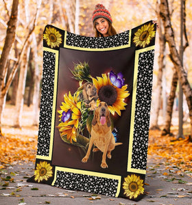 Bloodhound dark sunflower blanket