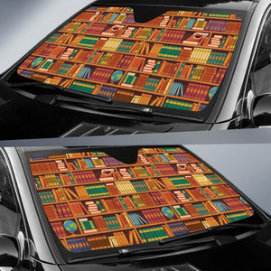 Car Sun Shade Book Lover Library Librarian Print Pattern Auto Sun Shade Car Windshield Window Cover Sunshade - Love Mine Gifts