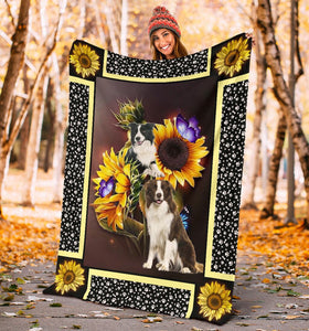 Border Collie dark sunflower blanket