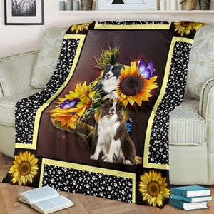 Border Collie dark sunflower blanket
