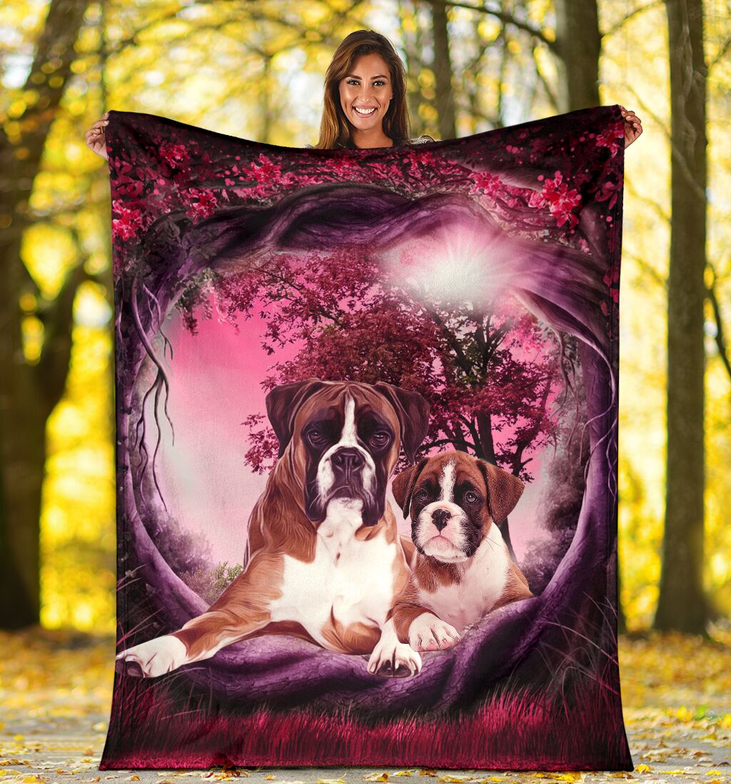 Boxer dog secret garden blanket