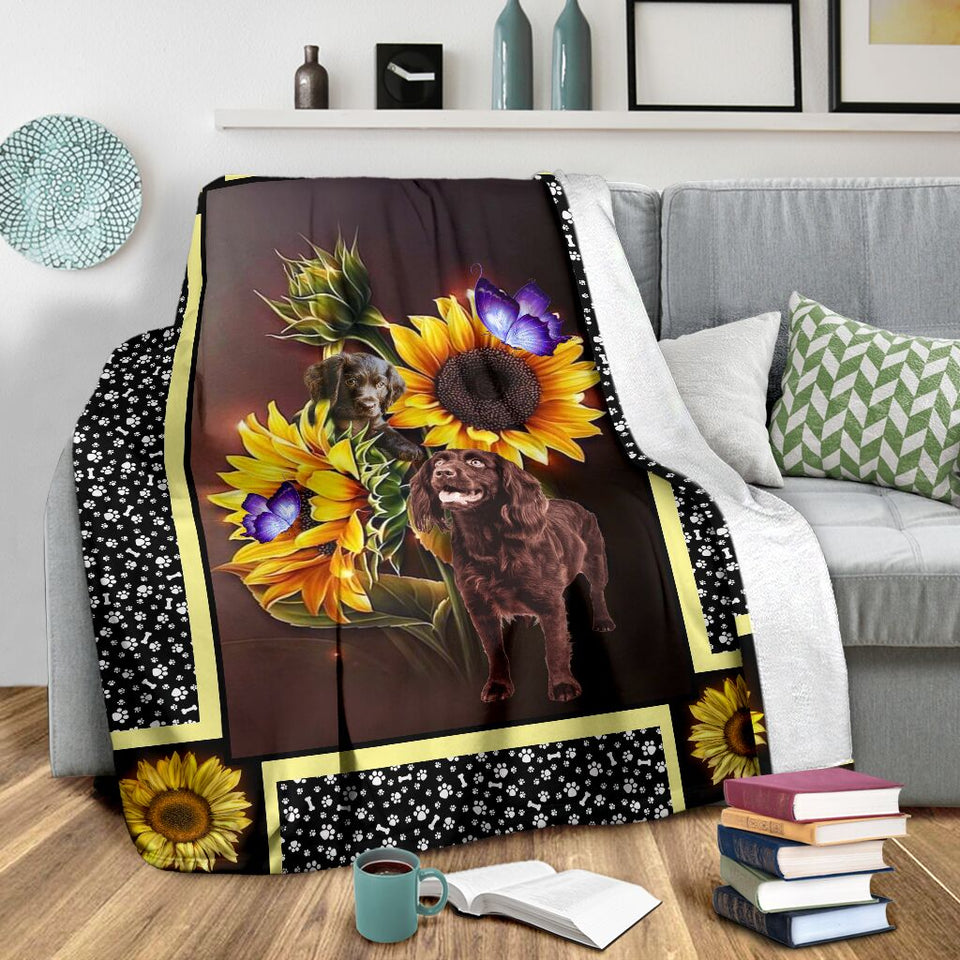 Boykin spaniel dark sunflower blanket