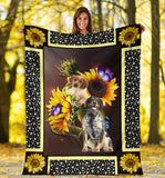 Britany dog dark sunflower blanket
