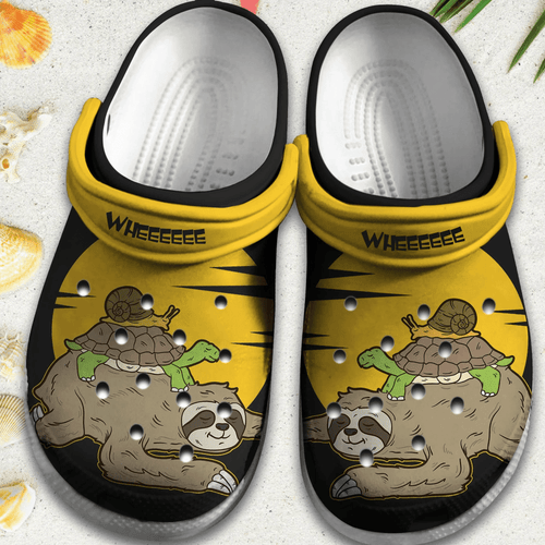 Sloth Turtle Snail Wheee Gift For Lover Rubber Comfy Footwear Personalized Clogs