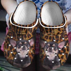 Chihuahua Dog Leopard Pattern Custom Shoes Birthday Gift - Family Halloween Shoes Gift - Cr-Drn017 Personalized Clogs