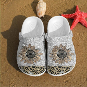 Cheetah Flower Bling Bling Rubber , Comfy Footwear Personalized Clogs
