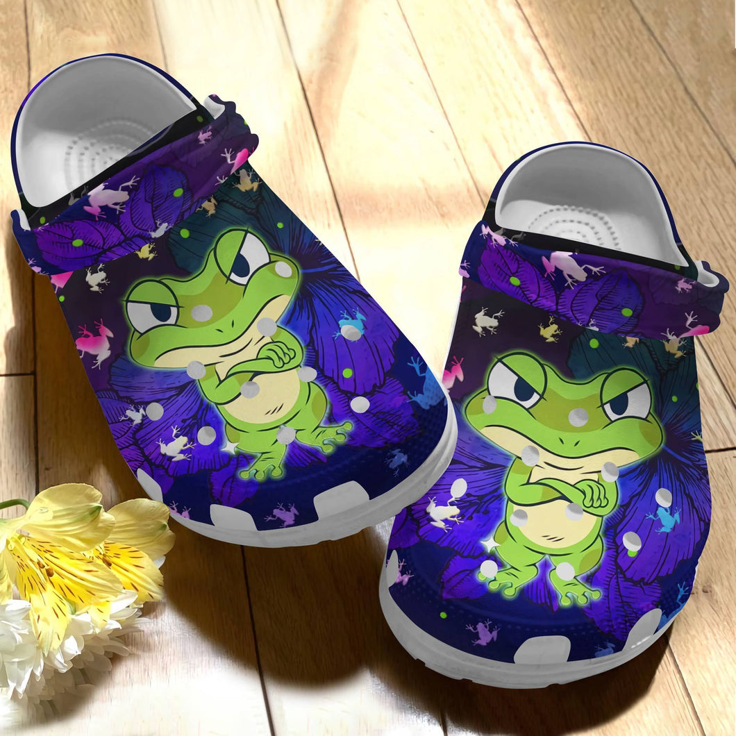 Frog Whitesole Grumpy Frog  Personalized Clogs