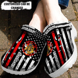 Father Day Firefighter Gifts Shoes For Dad Grandpa - Firefighter Usa Flag Black Shoes Croc ize Name For Husband Son- Cr-Ne0134 Personalized Clogs