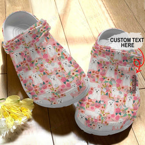 Clog Westie Floral Pattern Classic Personalized Clogs - Love Mine Gifts