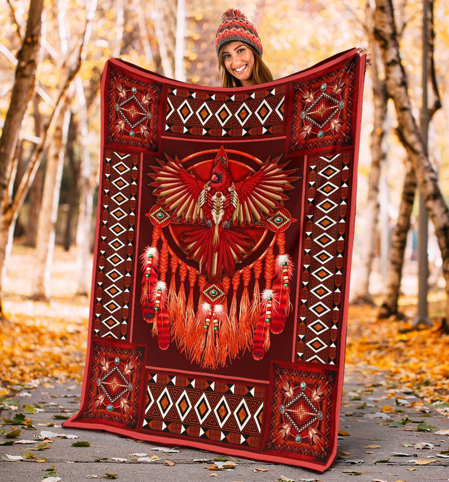 Fleece Blanket Cadinal Native American Dreamcatcher Fleece Blanket Print 3D, Unisex, Kid, Adult - Love Mine Gifts