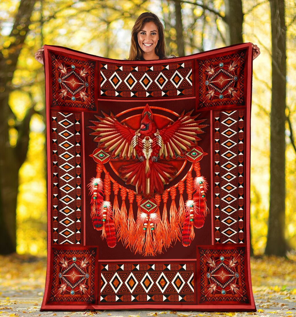 Fleece Blanket Cadinal Native American Dreamcatcher Fleece Blanket Print 3D, Unisex, Kid, Adult - Love Mine Gifts