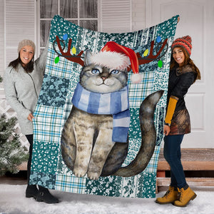 Fleece Blanket Cat Christmas Personalized Custom Name Date Pattern Fleece Blanket Print 3D, Unisex, Kid, Adult - Love Mine Gifts