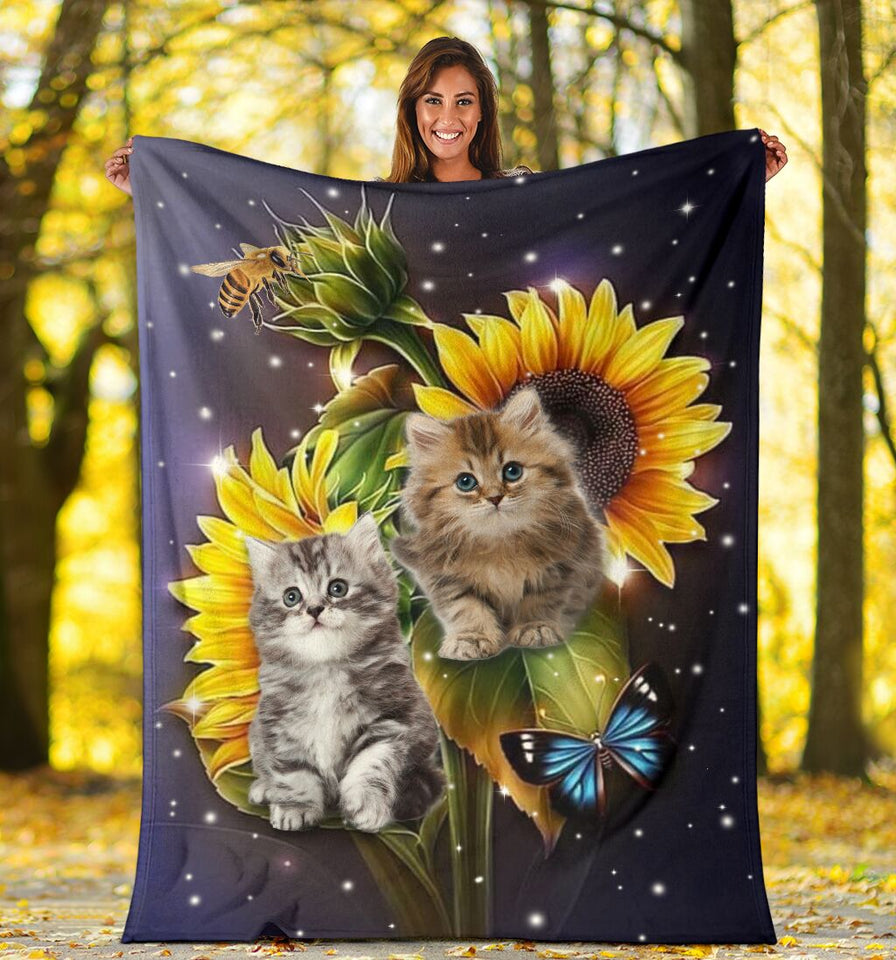 Cat sunflower beautiful blanket
