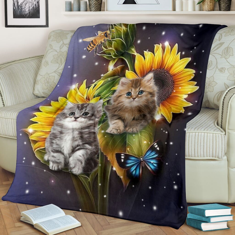 Cat sunflower beautiful blanket