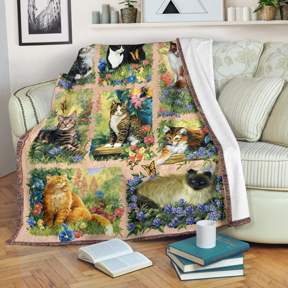 Cat watercolor blanket