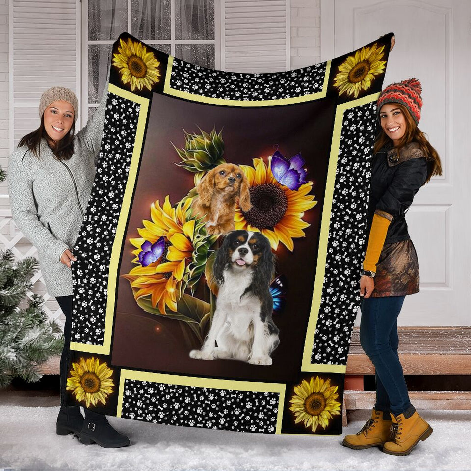 Cavalier king dark sunflower blanket