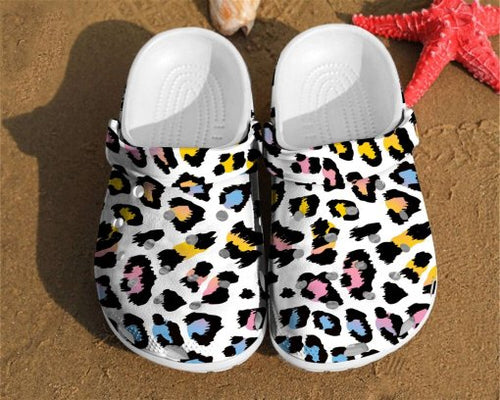 Leopard Print Colorful Glitter Fur Cheetah Gift Name Shoes Personalized Clogs