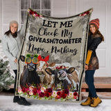 Fleece Blanket Check My Giveashitometer Cow Fleece Blanket Print 3D, Unisex, Kid, Adult - Love Mine Gifts