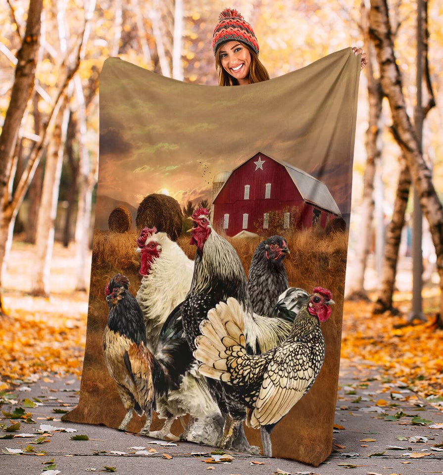 Fleece Blanket Chicken Farm Sunset Personalized Text Name Date Fleece Blanket Print 3D, Unisex, Kid, Adult - Love Mine Gifts