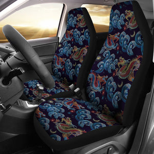 Car Seat Covers Chinese Wave Dragon Pattern Print Seat Cover Car Seat Covers Set 2 Pc, Car Accessories Car Mats - Love Mine Gifts