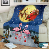 Fleece Blanket Christmas With Family Flamingo Personalized Custom Name Date Fleece Blanket Print 3D, Unisex, Kid, Adult - Love Mine Gifts