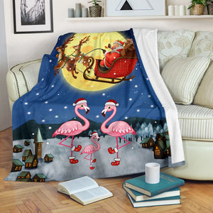 Fleece Blanket Christmas With Family Flamingo Personalized Custom Name Date Fleece Blanket Print 3D, Unisex, Kid, Adult - Love Mine Gifts