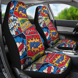 Car Seat Covers Comic Strip Book Pattern Print Seat Cover Car Seat Covers Set 2 Pc, Car Accessories Car Mats - Love Mine Gifts