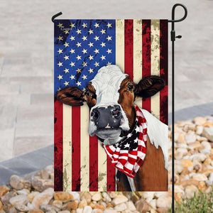 Cow Cattle Happy 4th Of July. American US Flag | Garden Flag | Double Sided House Flag